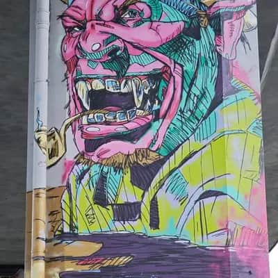 "Demonic Pirate Portrait Mural" by Moin in Gdansk