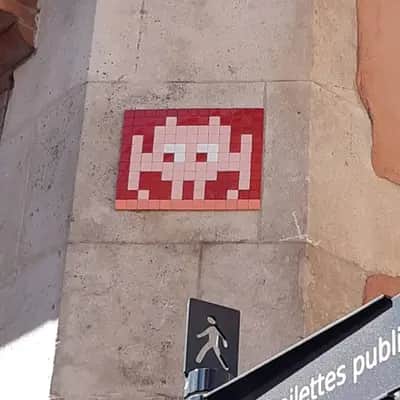 "Red Invader" by Invader in Toulouse