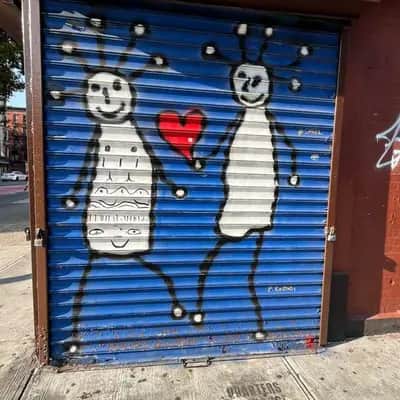 "Skeleton Couple with Heart" by P. Kostabi in New York