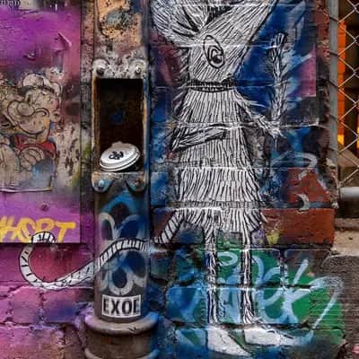 "Linear Figure Street Mural" by Barek in Melbourne
