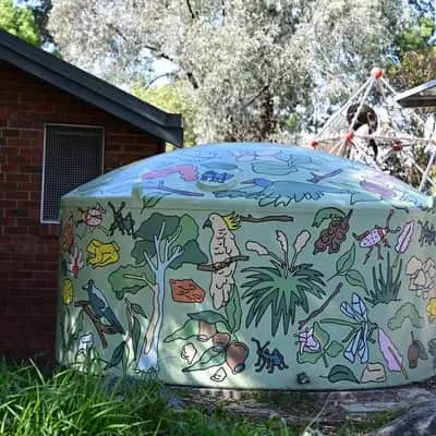 "Rainforest Ecosystem Water Tank Mural" by Angharad Neal-Williams in Melbourne