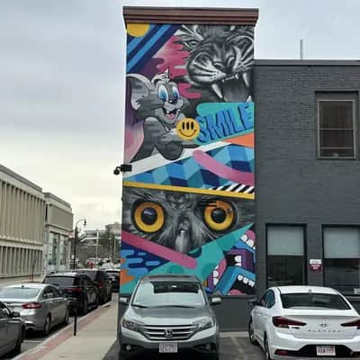 "Multi-Animal Geometric Mural" by Greg Mike in Worcester