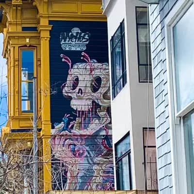 "Surreal Skull Character Mural" by Nychos in San Francisco