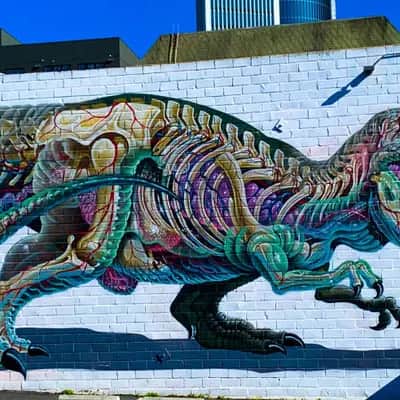 "Anatomical T-Rex Mural" by Nychos in Oakland