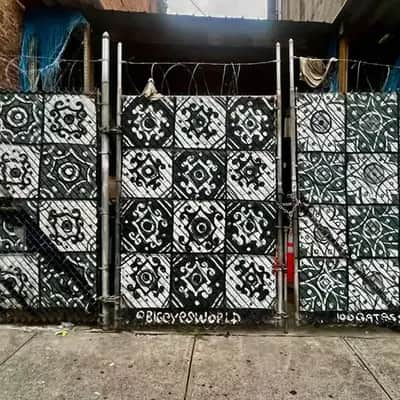"Geometric Pattern Mural Triptych" by Laura Alvarez in New York