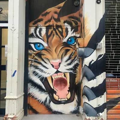 "Roaring Tiger Portrait Mural" by Resa Piece in New York