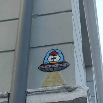 "Pixel UFO Abduction Scene" by Fritten Freddie in Hamburg