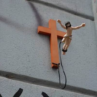 "Bungee Jesus" in Hamburg
