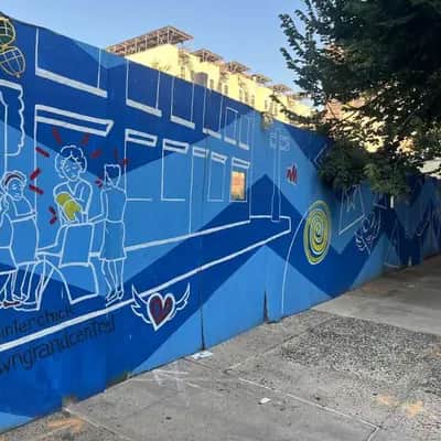 "Community Unity Blue Mural" by Rich Painter Chick in New York