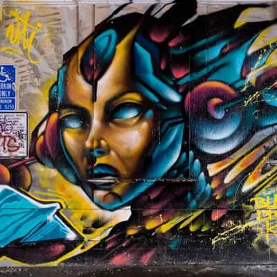 "Robot woman" by Black Light King in San Francisco