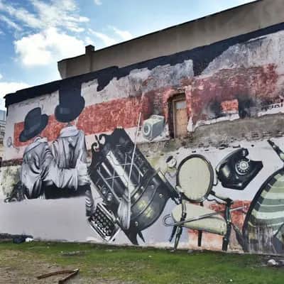 "Vintage Communication Devices Mural" by Rubicon in Philadelphia