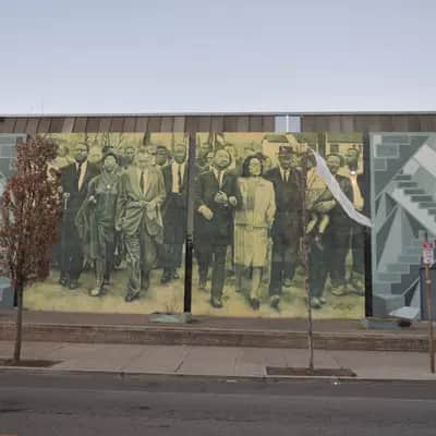 "Civil Rights March Mural" by Willis 'Nomo' Humphrey in Philadelphia