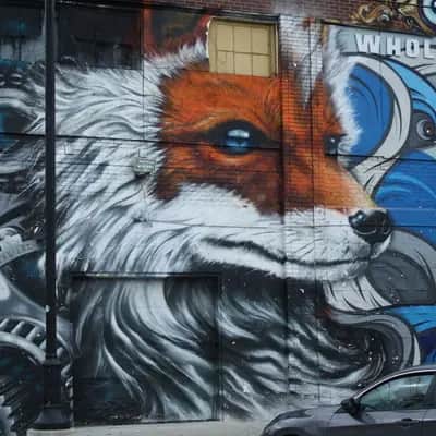 "Fox and Wolf Mural" by FEL3000ft in Detroit