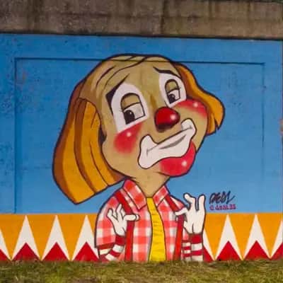 "Cheerful Clown Portrait Mural" by Deal35 in Chicago