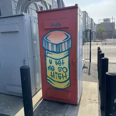 "Prescription Bottle Street Art" by Dirt Cobain in Los Angeles