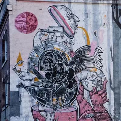 "Twin murals" by How & Nosm in San Francisco
