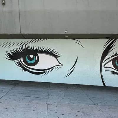 "Pop Art Eyes Mural" by D*Face in Los Angeles
