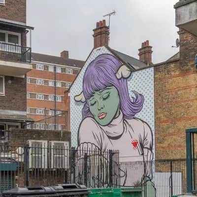 "A Dog in Hand..." by D*Face in London