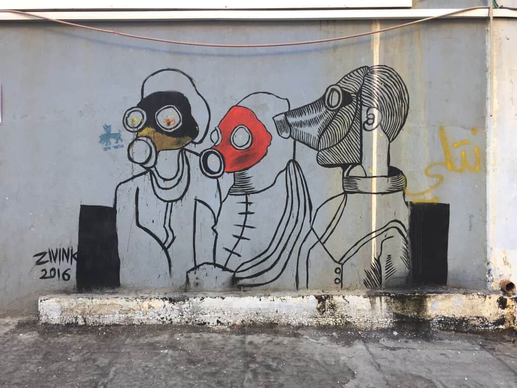"Gas masks" by Ziv Ink in Telaviv