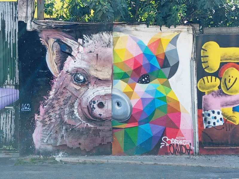 "Half Piggy" by Okuda in Lisbon