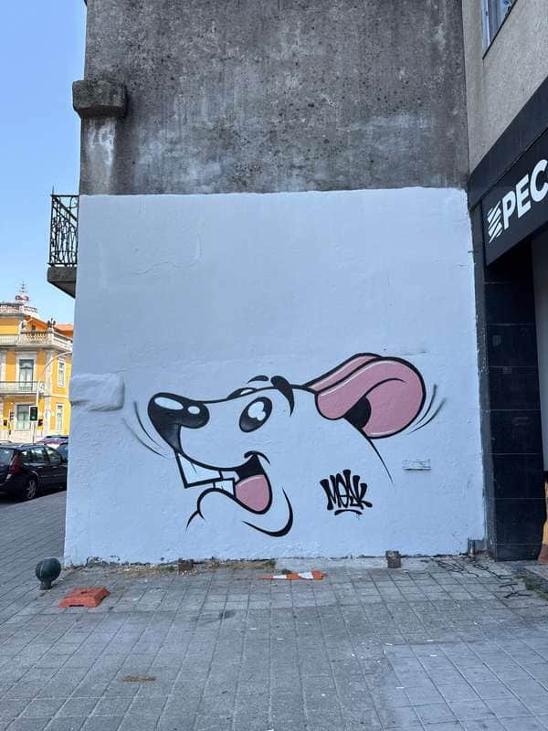 "Playful Mouse Character Mural" by Mesk in Porto