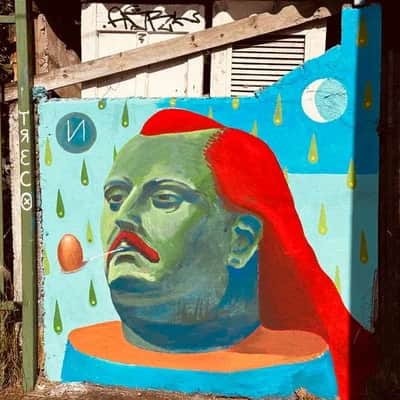 "Melancholic Figure with Crimson Hair" by Deco Treco in Sao Paulo