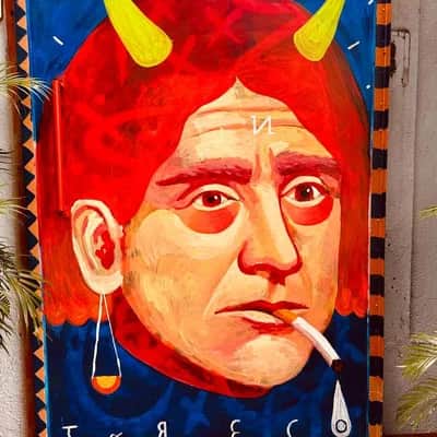 "Devil with Cigarette Portrait" by Deco Treco in Sao Paulo