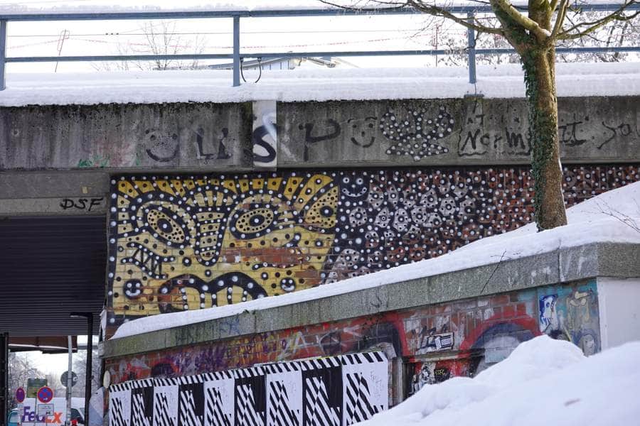 "Urban Winter Mosaic Mural Composition" by Oz in Hamburg