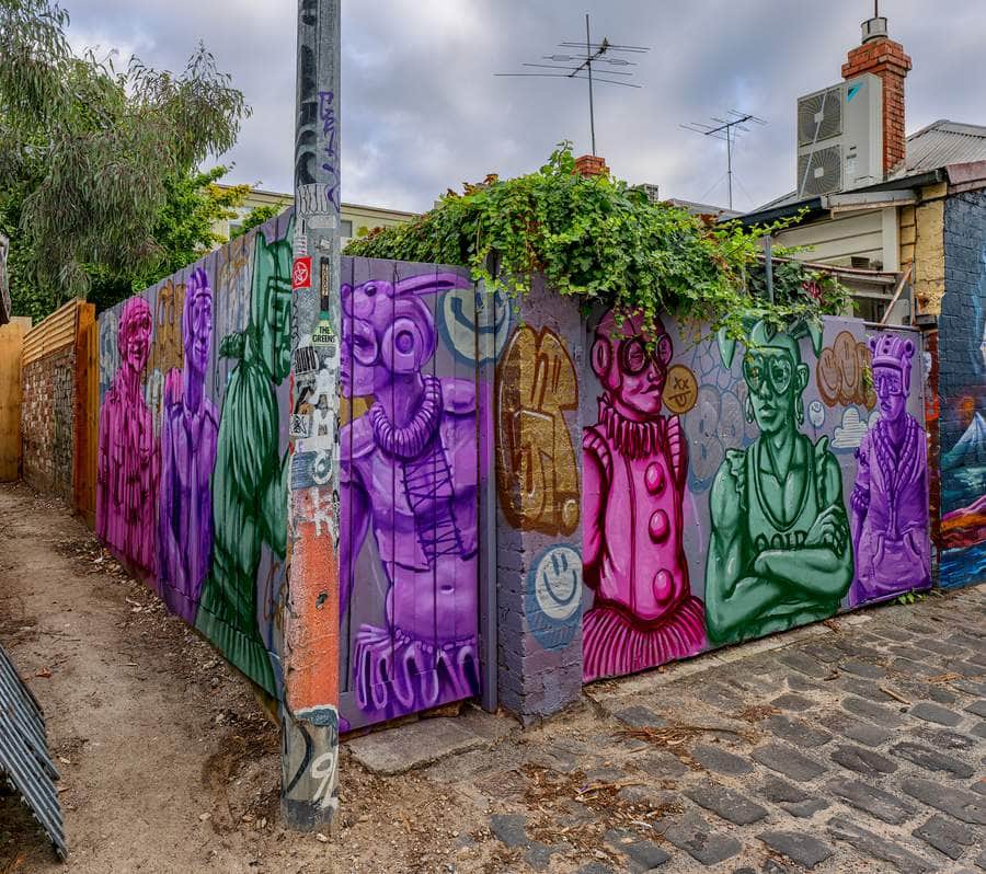 "Vibrant Purple Figure Mural" by Anja Stridsman in Melbourne