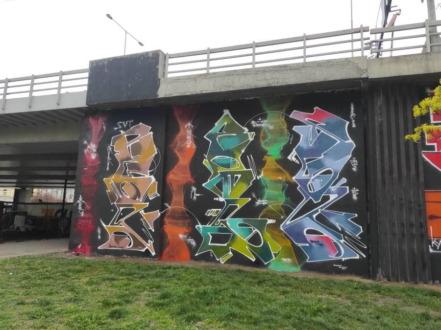 "Colorful Wildstyle Graffiti Triptych" by SPORD in Prague