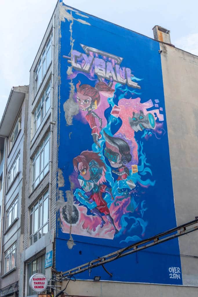 "Colorful Anime-Style Characters Mural" in Istanbul