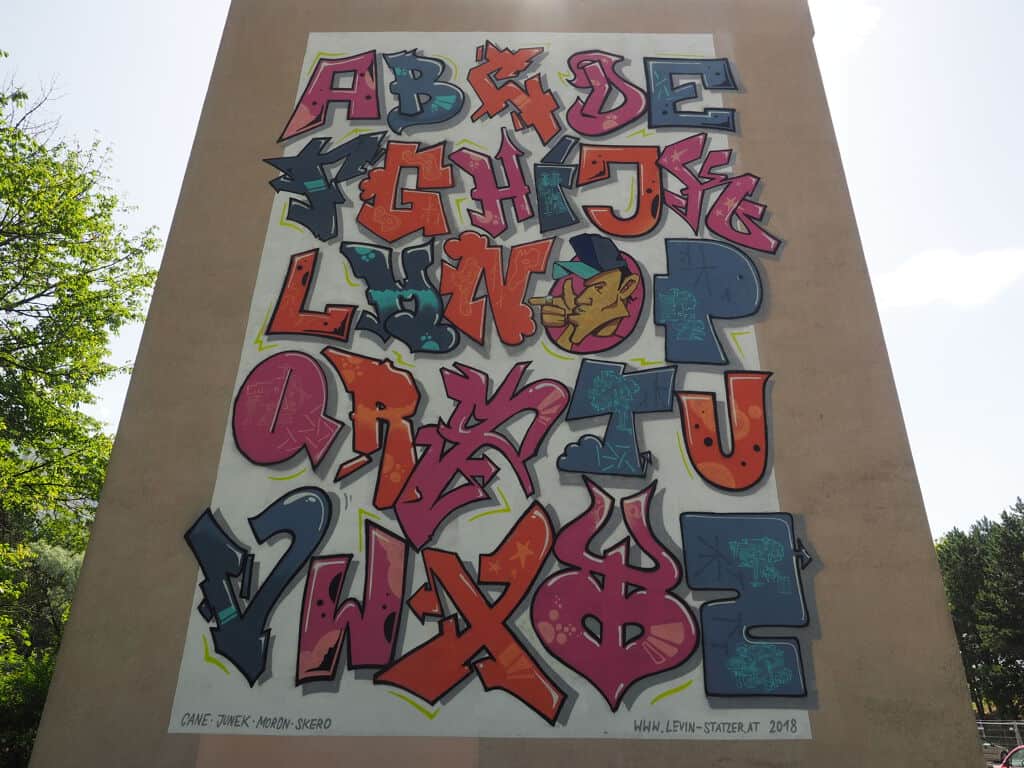 "Alphabet Graffiti Mural" by Cane in Vienna