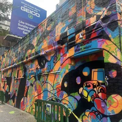 "Vibrant Abstract Geometric Mural" by Misha Tyutyunik in New York