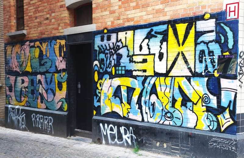 "Urban Skateboarding and Geometric Mural" by Oresto in Brussels