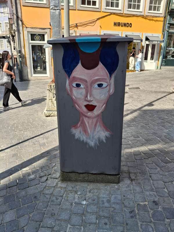 "Stylized Face on Utility Box" in Porto