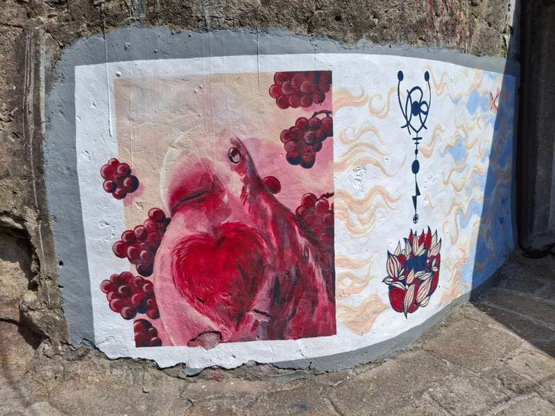 "Heart and Berries Mural" by Ines Arisca in Porto
