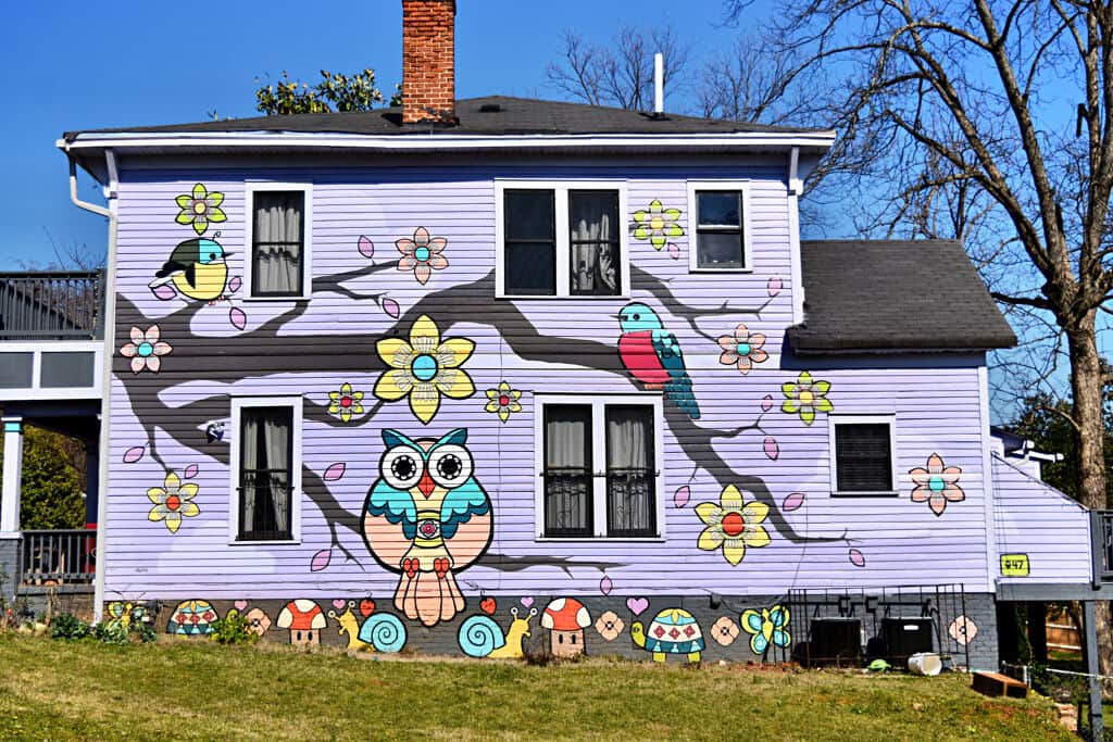 "Whimsical Garden Mural on House" by Olive47 in Atlanta