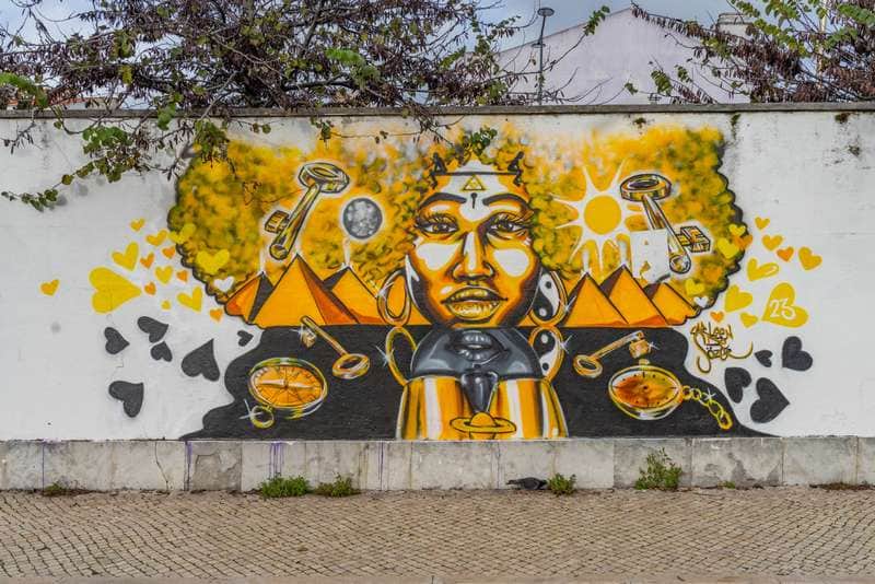 "Golden Face with Mechanical Elements" by Carleen de Sözer in Lisbon