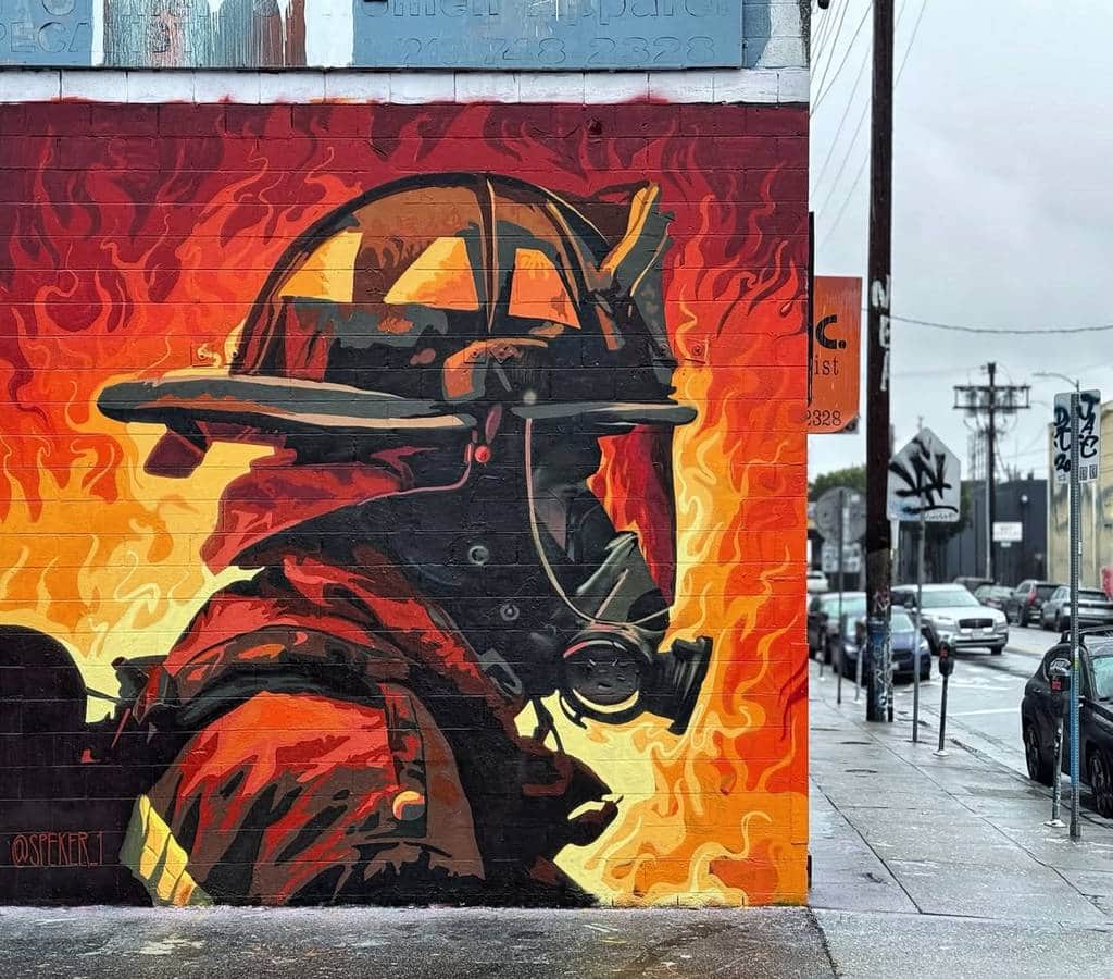 "Firefighter in Flames" by Speker in Los Angeles