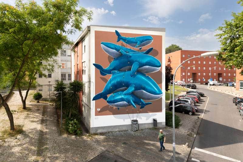 "Stacked Blue Whales" by Nevercrew in Lisbon