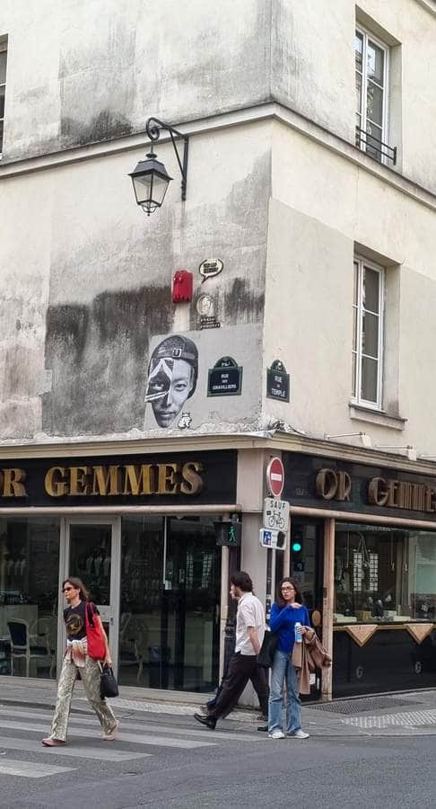 "Fragmented Face on Parisian Corner" by Universal Humanity in Paris