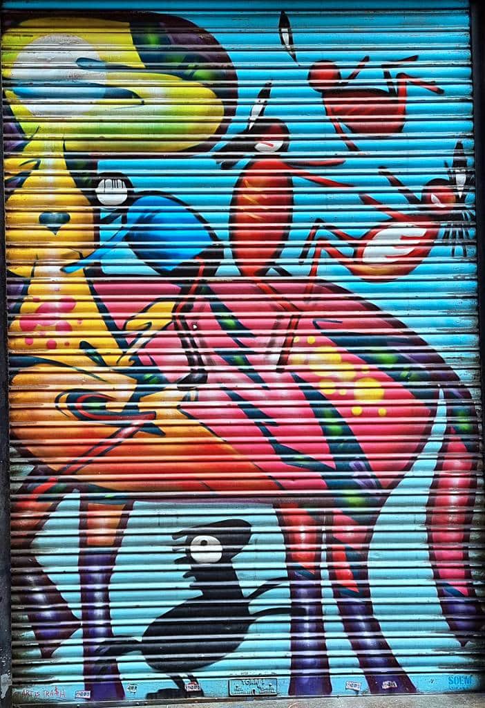 "Vibrant Insects on Metal Shutter" by Art is Trash in Barcelona