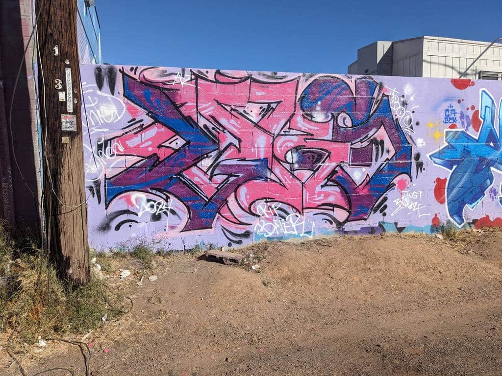 "Pink and Blue Abstract Graffiti Composition" in Phoenix