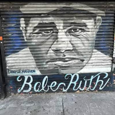 "Babe Ruth Portrait Mural" by Danielle Mastrion in New York