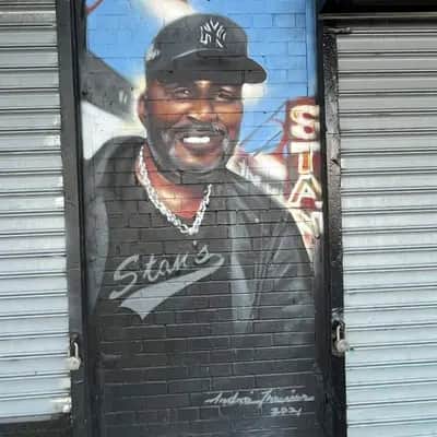 "Hip-Hop Portrait Mural" by Andre Trenier in New York