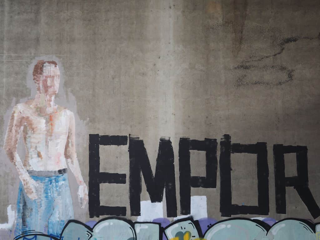 "Emptor: Figure with Bold Text" by Don Skizo in Vienna