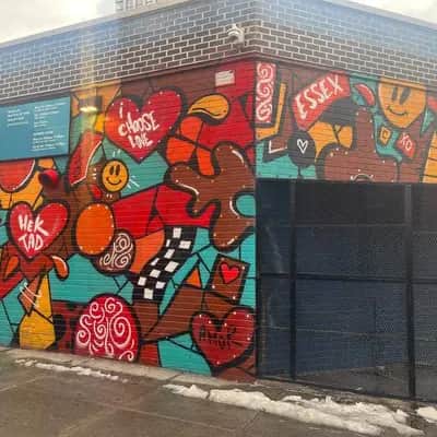 "Love Hearts Community Mural" by HekTad in New York
