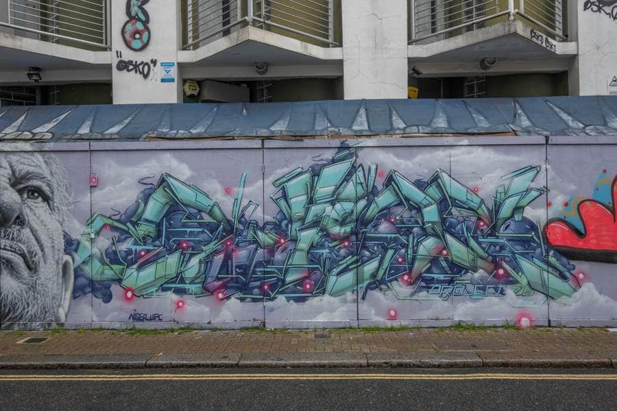 "Turquoise Wildstyle Graffiti Composition" by NISER in London