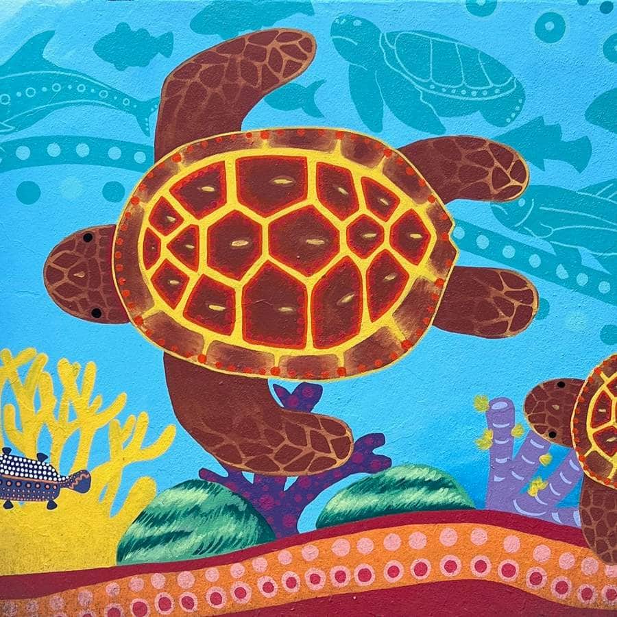 "Sea Turtles in Coral Garden" by Color Squad Collective in Austin