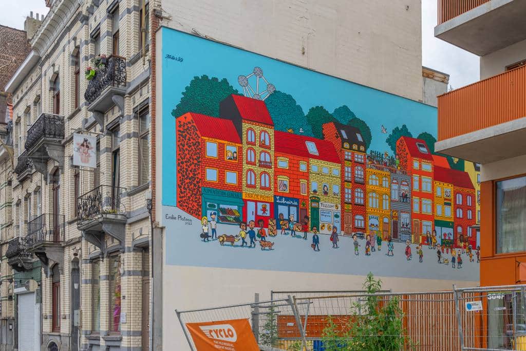 "Colorful Street Market Scene" by Emilie Plateau in Brussels